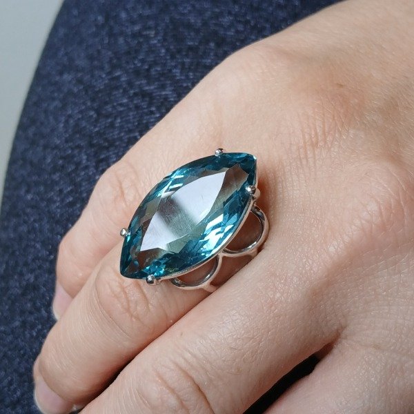 Producto - Anillo plata 925 cuarzo aqua aura n16