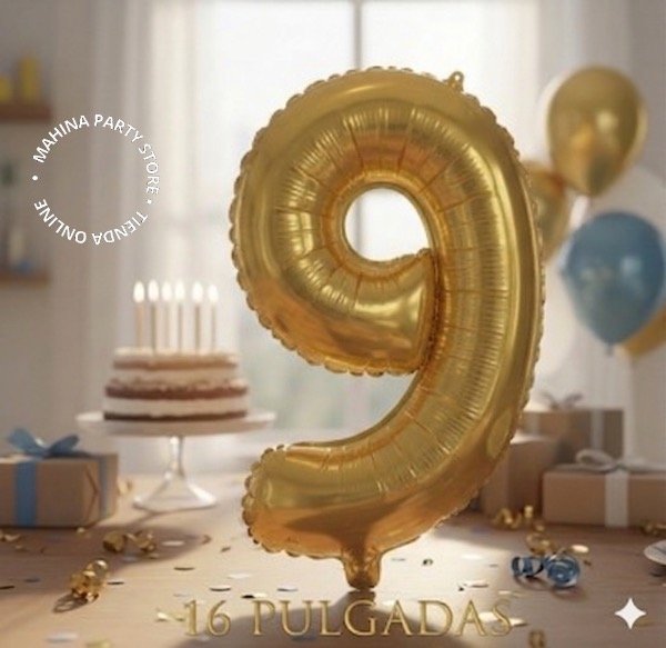 Producto - Globo número 9 dorado 16"