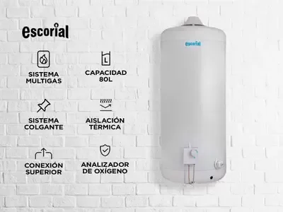 Producto - TERMOTANQUE ESCORIAL 80LTS A GAS CARGA SUPERIOR