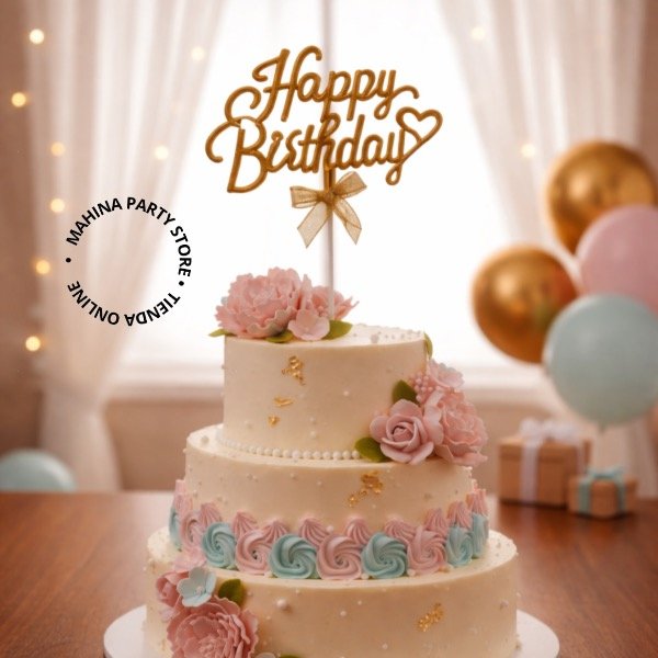 Producto - Topper Happy Birthday dorado