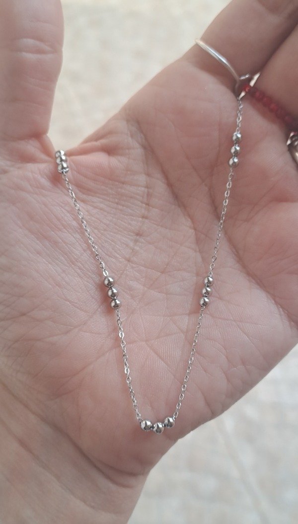 Producto - Cadena de Acero 45cm más 5cm de alargue con 3 Bolitas