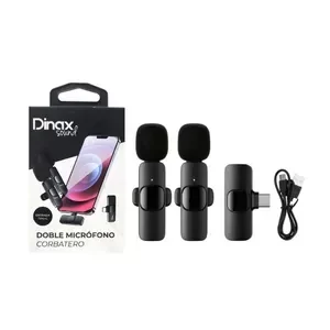 Producto - Kit X2 Micrófonos Inalámbricos Corbatero Usb-c Dinax