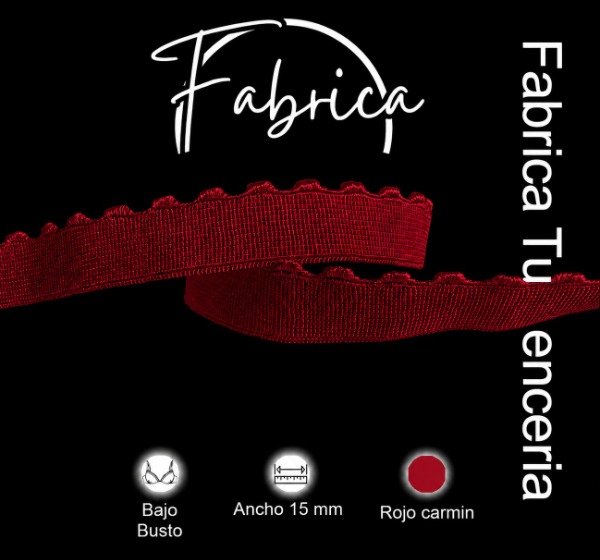 Producto - Bajo Busto Ondas Rojo Carmín 15mm nylon (1 metro)
