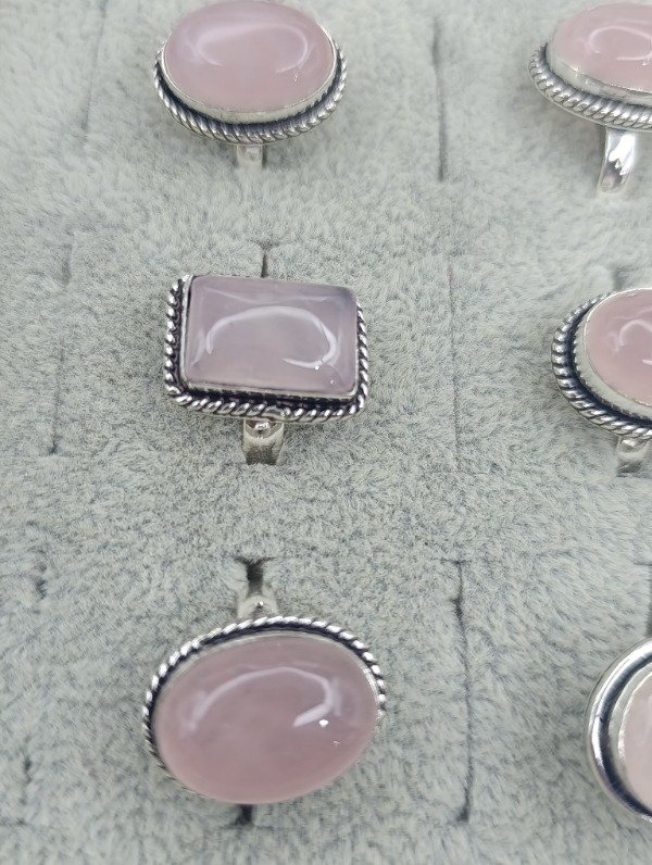 Producto - Anillo de Baño en Plata de piedra cuarzo rosa - 4