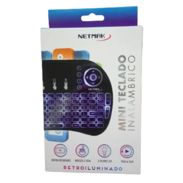 Producto - Mini Teclado Inalambrico Netmak NM-KB980B Retroiluminado - 0