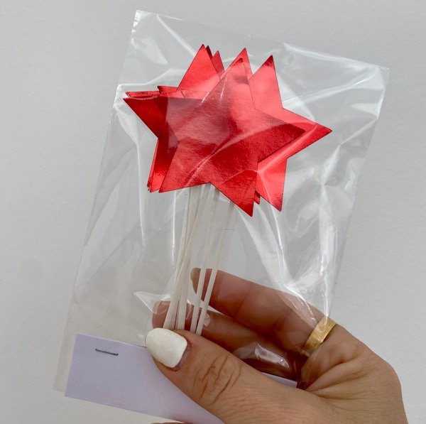 Producto - CAKE TOPPER ESTRELLAS ROJAS X 6 UNIDADES