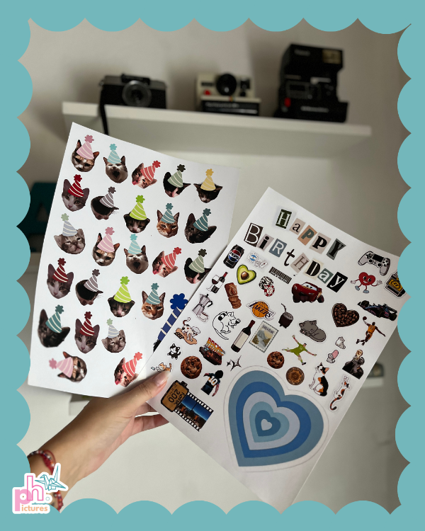 Producto - plancha de stickers para cartas o cajas de cumpleaños/aniversarios - 3