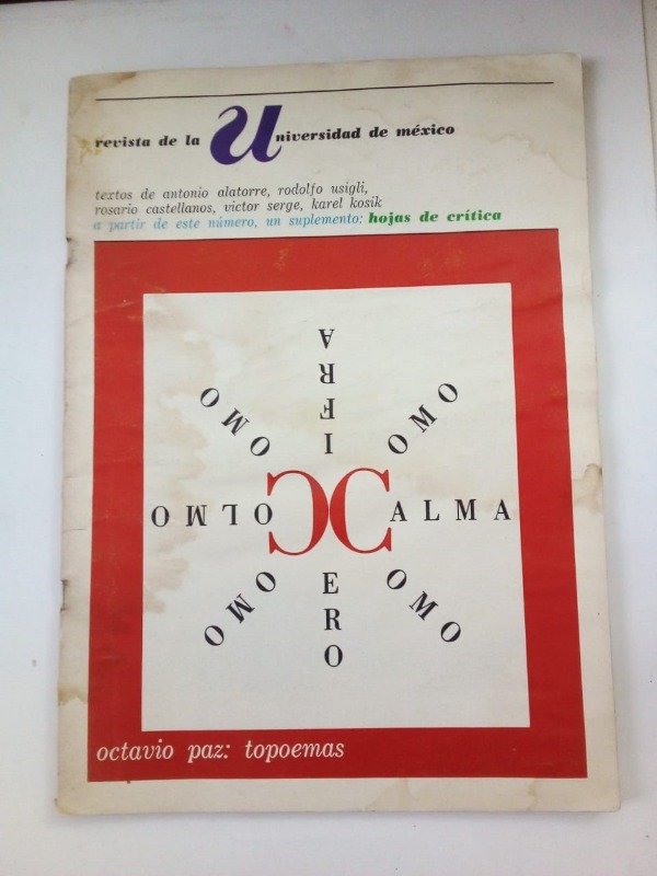 Producto - Revista de la Universidad de México #10 - Junio 1968 - Octavio Paz Topoemas