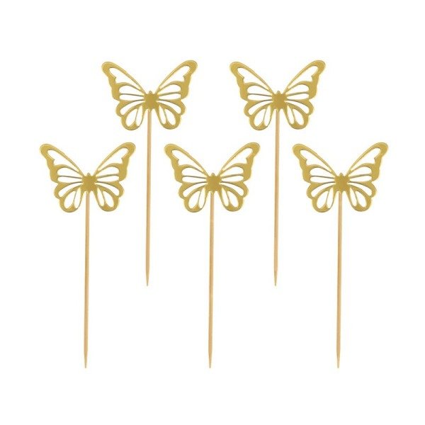 Producto - Topper mariposas con brillo x10 color champagne