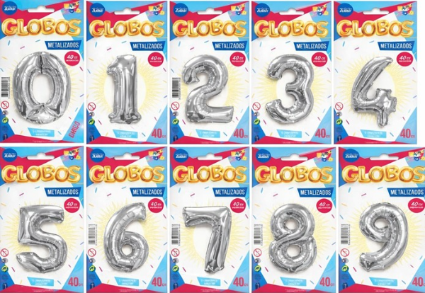 Producto - GLOBO METALIZADO CHICO DE NUMEROS PLATEADO  (ELEGIR PRODUCTO)