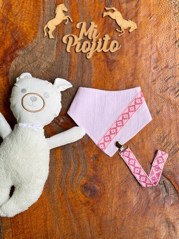 Producto - Babero Guardapampa Rosa + porta chupete