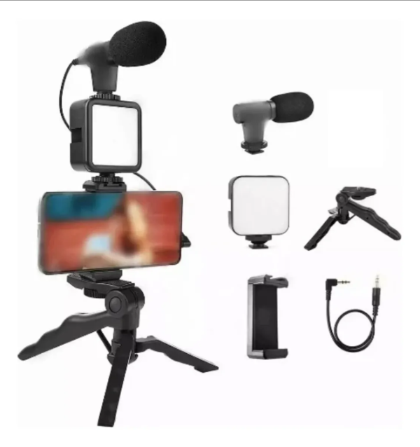 Producto - kit para streaming y vlogging estabilizados tripode con led y micrófono - 1