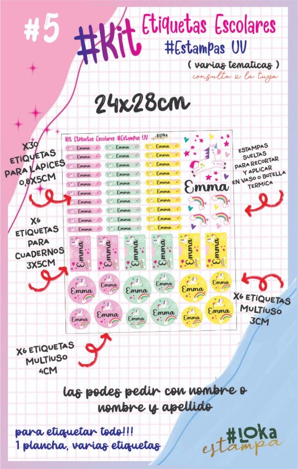 Producto - ESCOLARES #5 Estampa UV 24x28cm