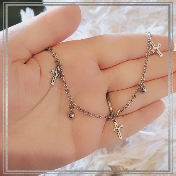 Producto - Pulsera fina económica cruz "jesus"
