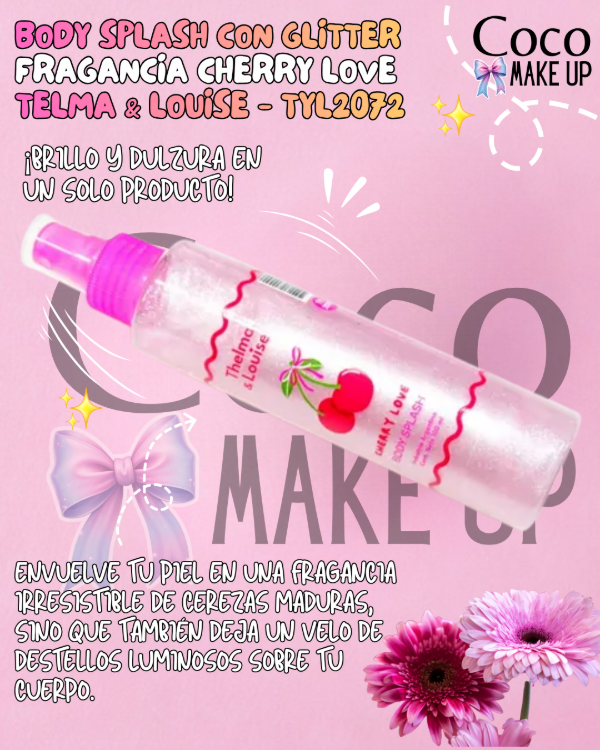 Producto - BODY SPLASH FRAGANCIA CHERRY LOVE (CON GLITTER) - TELMA Y LOUISE - TYL2072