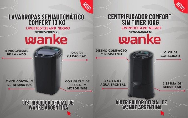 Producto - COMBO LAVADORA 12 KG + CENTRIFUGADORA 10 KG WANKE