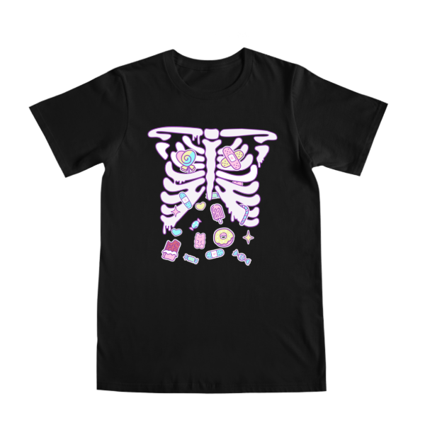 Producto - Remera Sweet Skeleton Goth Pastel Unisex