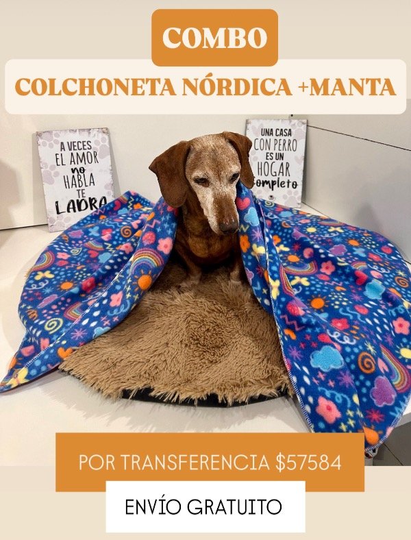 Producto - COLCHONETA NÓRDICA BEIGE CON MANTA POLAR AZUL ARCO IRIS