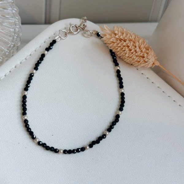 Producto - Pulsera Malena Negra SW Combinada Plata 925