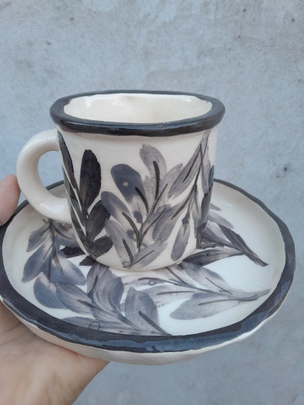 Producto - Set Taza Jarrito y plato- Hojas