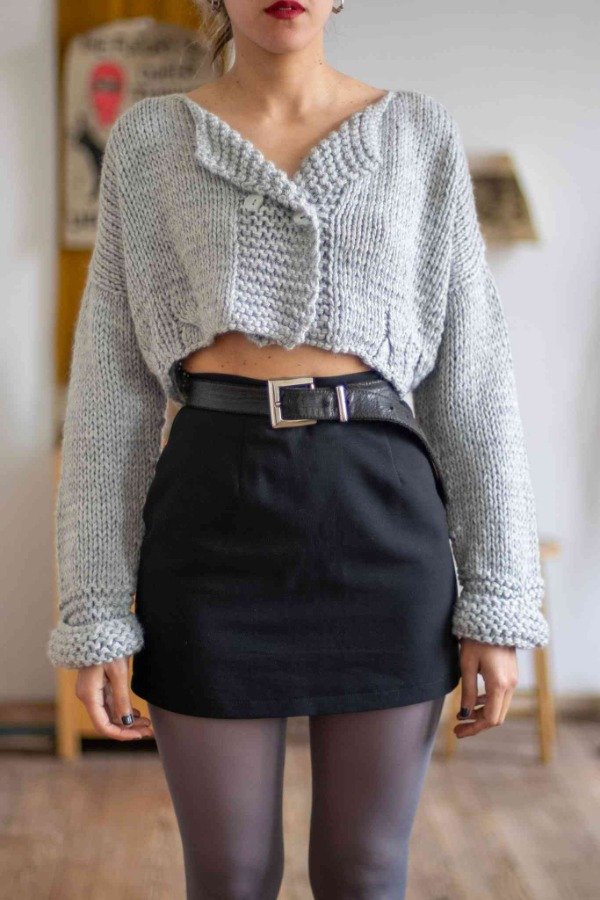 Producto - Sueter Crop Grey Talle: L- - 2