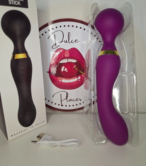 Producto - Vibrador masajeador VIOLETA doble cabezal  carga USB