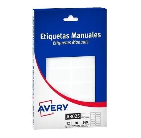 Producto - ETIQUETA AUTOADHESIVA BLANCA 19.8X51.5MM CAJA 12 UNIDADES X30 HOJAS AVERY