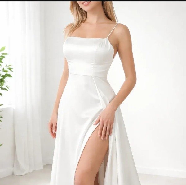 Producto - Vestido de Novia de Satén  con Tajo  espalda Baja - 7