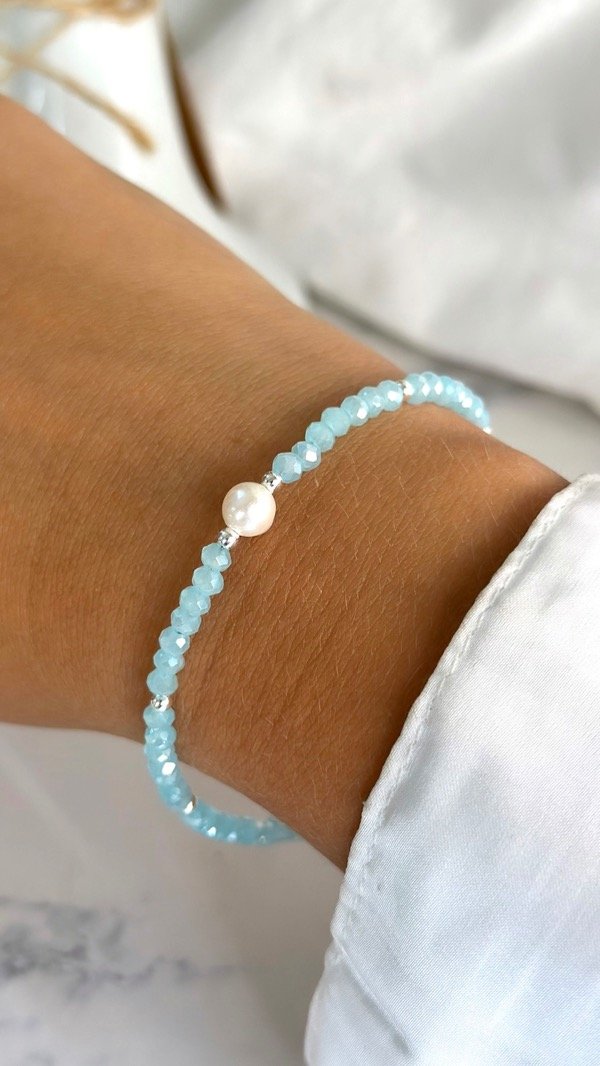 Producto - PULSERA CRISTALES C/PERLA CELESTE