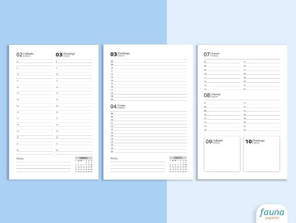 Producto - Agenda 2027 Diaria + 2 Días Por Página + Semanal Horizontal Horarios