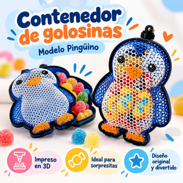Producto - Contenedor de Golosinas Pinguino 3D