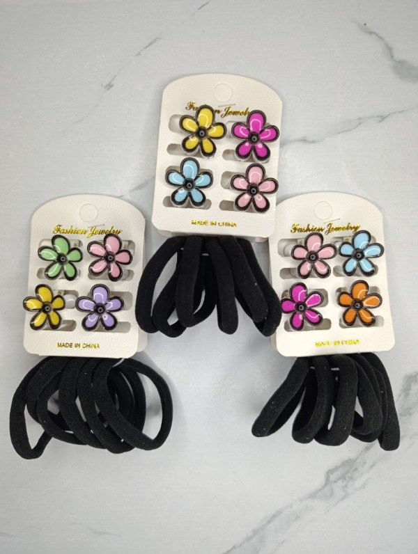 Producto - Brochesitos flor x4 + 6 colitas grandes