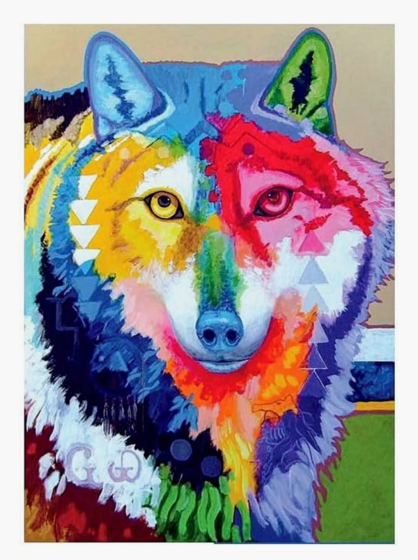 Producto - Kit de pintura por diamante Lobo multicolor 30x40cm