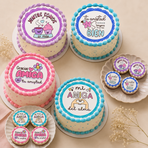 Producto - LAMINA COMESTIBLE AMIGOS TORTAS INDIVIDALES 18