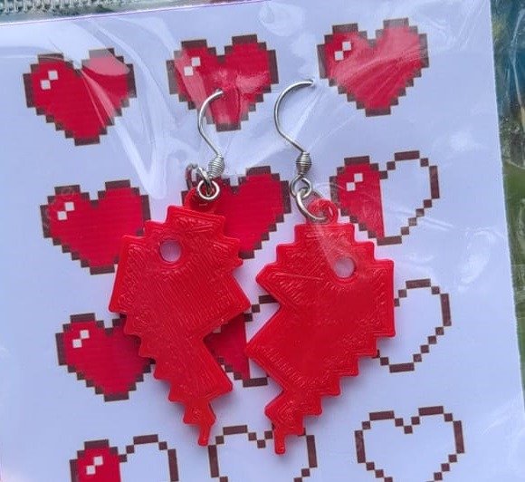 Producto - Aros 3D Corazón Pixelado