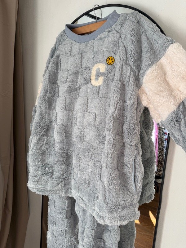 Producto - Pijama polar soft celeste texturado sonrisa