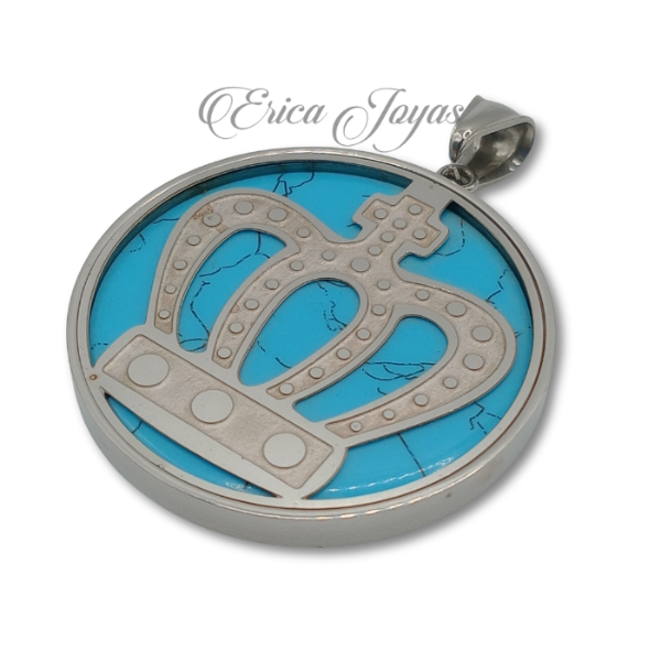 Producto - Dije circular Corona con fondo marmolado (LJDM0017)