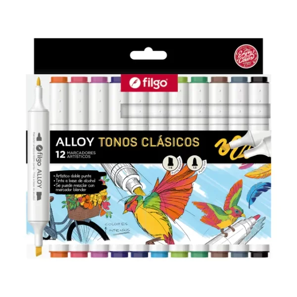Producto - Marcador artístico doble punta Alloy / Estuche x12 colores clásicos