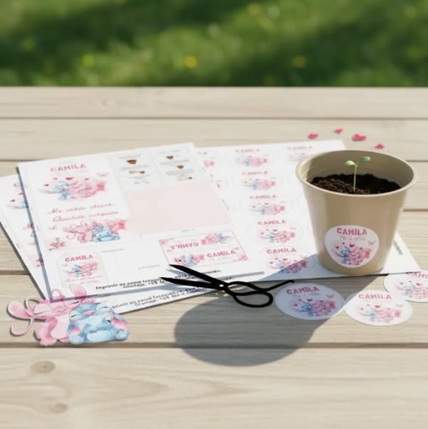 Producto - Kit Imprimible Porta maceta Para Kit Siembra Stitch y Angel - 1