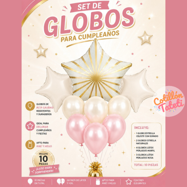 Producto - SET GLOBO - ESTRELLA ROSA