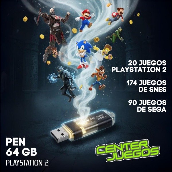 Producto - PEN 64GB PARA PLAYSTATION 2 CON MAS DE 250 JUEGOS