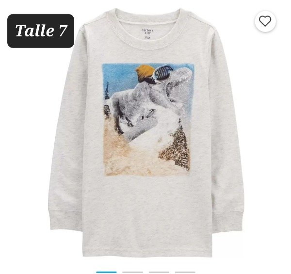 Remera manga larga carters talle 7 dino