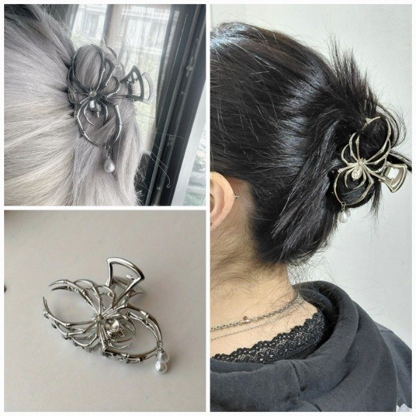 Producto - Broche de metal araña plateada