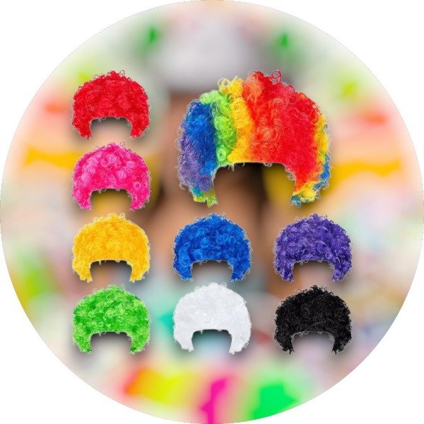 Producto - 3 PELUCAS AFRO PAYASO ( Colores Surtidos )