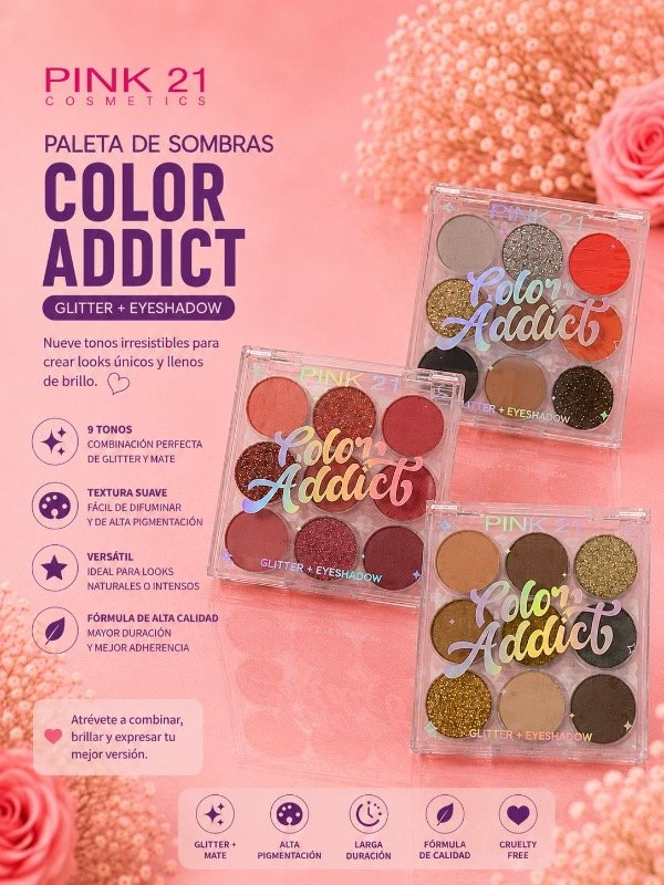 Producto - SOMBRA DE OJOS + GLITTER PINK 21