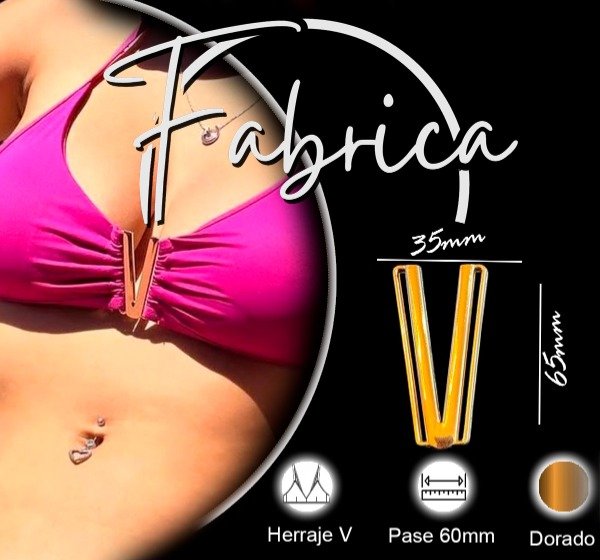 Producto - Herraje V Lazo. Pase: 60mm (1 unidad)- Dorado