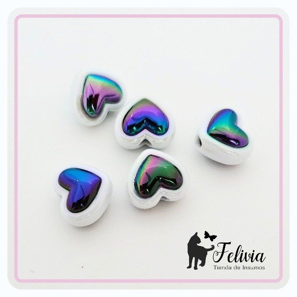 Producto - Cuenta acrílico AB negro tornasol x 5 u. Corazón