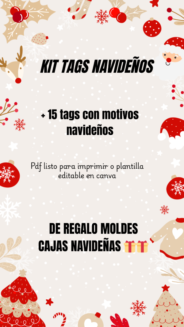 Producto - Kit tags navideños (editables)
