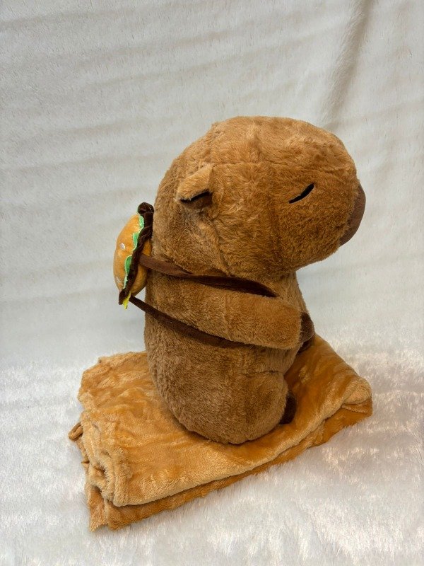 Producto - Peluche capibara con mochila hamburguesa 3 en 1