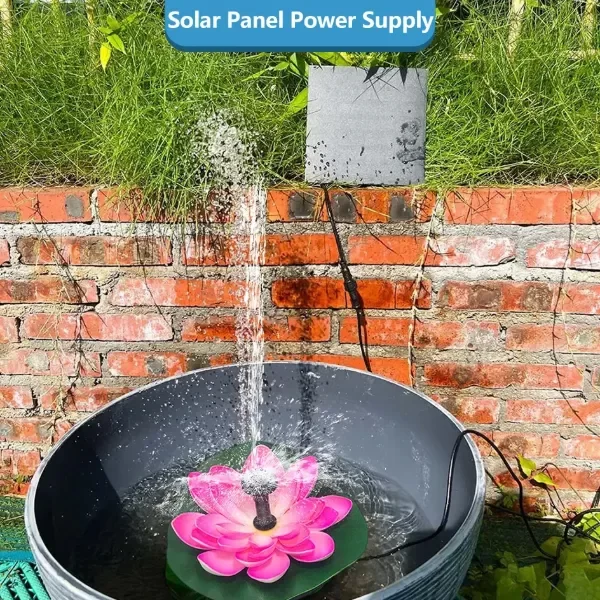 Producto - Fuente De Agua Bomba Solar Flotante Con Flor Loto Exterior - 5